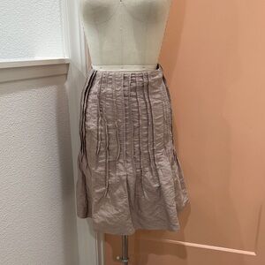 BCBGMaxAzria Beige Pleated A-Line Skirt